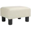 Beige Linen Cube Ottoman