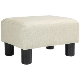 Beige Linen Cube Ottoman