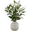 14in Indoor Artificial Olive Plant in 2-Tone Ceramic Vase