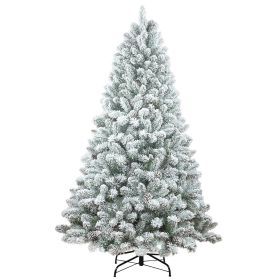 7ft Pvc Mixed Flocked White XmasTree Pine Cone Hinged Medium Automatic  Artificial christmas Tree