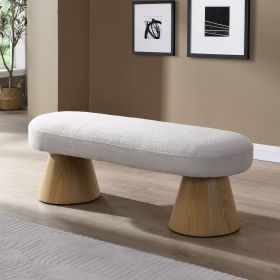 Modern Upholstered Dining Bench – Neutral Fabric