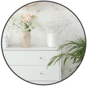 30" Black Metal Framed Round Wall Mirror