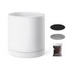 VEVOR Plant Pot, 12-Inch Large Cylinder Planter with Drainage Holes, Non-Slip Pads & Detachable Saucer, Modern Ceramic Flower Pots