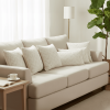 SOGA 6PC 45cm Square & 30x50cm Rectangular Lumbar Pillow Cover Set – Cream Chevron Embroidered Decorative Cushions for Sofa and Bed