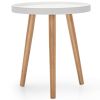 Round Side Sofa Coffee Table with Wooden Tray