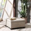 Modern Upholstered Storage Ottoman – Soft-Close Lid