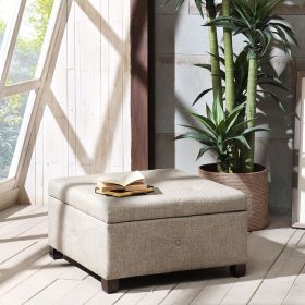 Modern Upholstered Storage Ottoman – Soft-Close Lid