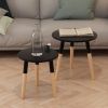 Scandinavian Round Side Table Set – Black & Natural (Set of 2)