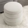 Modern Round Velvet Ottoman – Ivory
