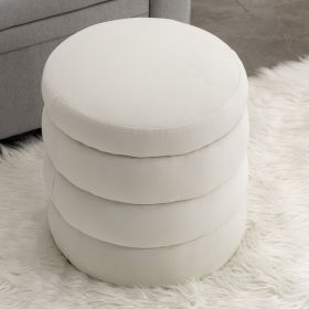 Modern Round Velvet Ottoman – Ivory
