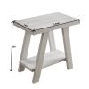 Athens White Wood Side Table with Shelf