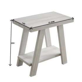 Athens White Wood Side Table with Shelf