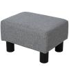Grey Linen Cube Ottoman