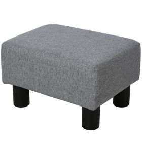 Grey Linen Cube Ottoman