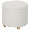 18" Round Storage Ottoman – Teddy Fleece, White