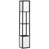Modern Shelf Floor Lamp with Dual Ambient Light, Standing Lamp Living Room, Bedroom, 10.25"x10.25"x61.5", Black