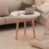 Round Scandinavian Side Table – Natural Wood Legs