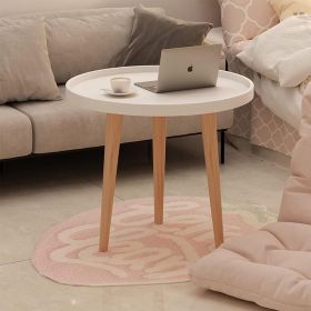 Round Scandinavian Side Table – Natural Wood Legs