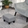 Grey Linen Cube Ottoman