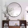 30" Black Metal Framed Round Wall Mirror