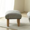 Compact Upholstered Ottoman – Natural Wood Legs