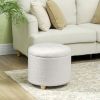 18" Round Storage Ottoman – Teddy Fleece, White