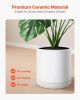 VEVOR Plant Pot, 12-Inch Large Cylinder Planter with Drainage Holes, Non-Slip Pads & Detachable Saucer, Modern Ceramic Flower Pots