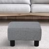 Grey Linen Cube Ottoman