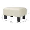 Beige Linen Cube Ottoman