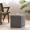 Hand-Knitted Accent Foot Stool – Gray