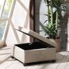 Modern Upholstered Storage Ottoman – Soft-Close Lid