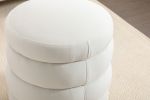 Modern Round Velvet Ottoman – Ivory