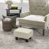 Beige Linen Cube Ottoman