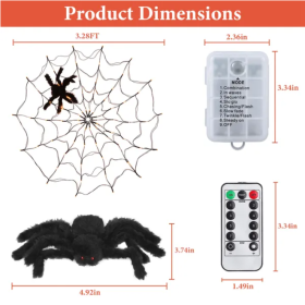 1Pc 3.28FT Spider Web Light With Hairy Spider (Option: Style1)