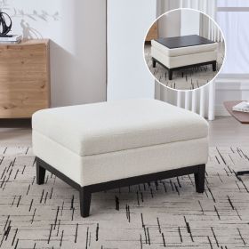 Upholstered Storage Ottoman with Reversible Tray Top (Color: as Pic)