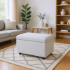 Light Gray Linen Storage Ottoman