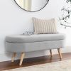 Grey Oval Storage Ottoman Bench