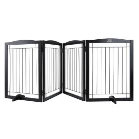 VEVOR Free Standing Dog Gate, 32" H x 96.5" W Freestanding Pet Gate, 4 Panels Foldable Dog Gate for Wide and Narrow Passageways (Function: Foldable, Width: 96.5 inches)