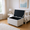 Light Gray Linen Storage Ottoman